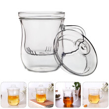1pc Glass Tea Cup Household Filtering Tea Cup Glass Tea Infuser with Lid