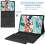 Capa com teclado touchpad compatível com Lenovo Tab M10 Plus 10.3" (TB-X606F/X), teclado Bluetooth magnético destacável 3
