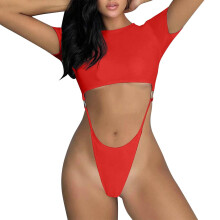 Sexy Einteiler-Badeanzüge für Damen, modischer, einfarbiger String-Overall mit Rückenausschnitt, sexy Bikini