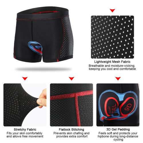Herrecykelshorts med gelpolstring, åndbare