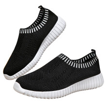 Tênis feminino slip-on para caminhada, respirável, leve, para tênis, treino, academia, corrida, casual, antiderrapante, confortável, com cabedal