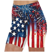 Naisten itsenäisyyspäivän printtijoogashortsit - korkeavyötäröiset, nopeasti kuivuvat, 4th of July -juoksuleggingsit, muodikkaat
