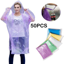 50 ponchos desechables para la lluvia, ponchos impermeables de emergencia con capucha, ideales para conciertos al aire libre, parques temáticos,
