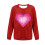 Felpa da donna a coste con scollo rotondo e cuore per San Valentino, lunga 4