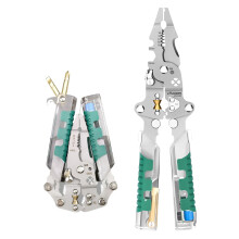 14-in-1 Foldable Electrical Pliers Set with Voltage Tester, Stripper, Cutter, Crimper, Screwdriver—High-Carbon Steel, Compatible with Hydropower,