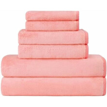 Ensemble de 6 serviettes en microfibre : 2 serviettes de bain, 2 serviettes pour les mains, 2 gants de toilette – Douces, absorbantes, à séchage