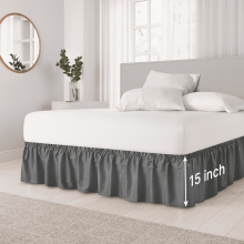 Jupe de lit enveloppante pour lit simple – Retombée de 15 pouces,