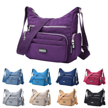 Dames crossbodytas met meerdere ritsvakken, schoudertas, waterdicht, middelgrote nylon tote satchel voor dames, geel