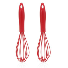 3 szt. mini trzepaczek silikonowych Premium Kitchen - zestaw mini trzepaczek do jajek, czerwony