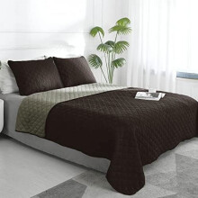 Ensemble de courtepointe réversible pour lit simple (1 courtepointe + 1 taie d'oreiller), en microfibre douce et résistante à l'eau et aux taches,