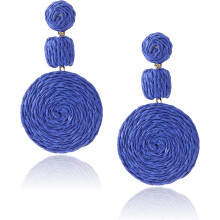 Boho Ball Earrings for Women, Statement Raffia Round Drop Earrings - Summer Beach Vacation Jewelry