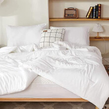 Juego de edredón, juego de ropa de cama ligero y liso, juego de cama mullido con relleno alternativo de plumón, blanco brillante, tamaño