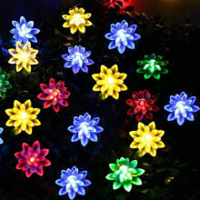 Solcelledrevne Lotus-lyskæder, 50 LED, vandtætte, 7 m