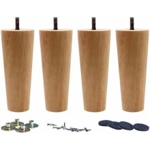 Ben av sofa og stol i heltre, sylindriske rette ben, 15 cm, 4-pakning