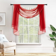 Karácsonyi átlátszó ablaksál karnis, 137x360 cm, piros, 1 panel – elegáns kiegészítő esküvőre, partira, baldachinos hálószobába és