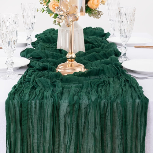 Caminho de mesa em gaze texturizada – estilo boho, 1 peça