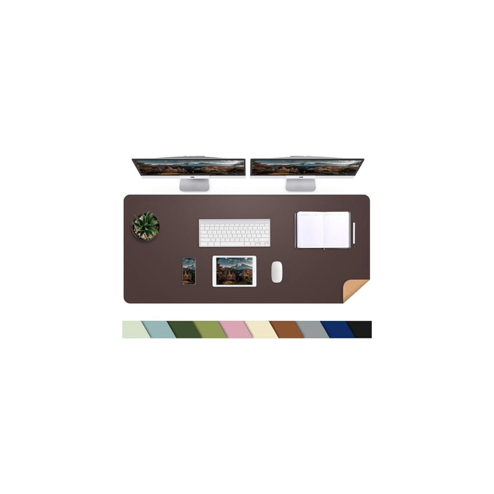 Large Non-Slip Leather Desk Pad With Cork & Pu Leather, Waterproof Mouse Pad For Office/Home (55"X17", Coffee) Black 9496895940100