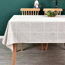Salviegrøn gingham-dug i bomuldsblanding 132 x 182 cm