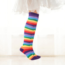 Striped Stockings Glove Set Thigh Rainbow Leg Warmers Gloves Girl Socks Miss Child