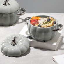 Bol à soupe en céramique en forme de citrouille avec couvercle, 1800 ml
