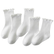 5 PCS Ruffle Cotton Socks for Toddler Girls Cute Soft Crew Socks Children's Stacked Socks Mid Tube Socks