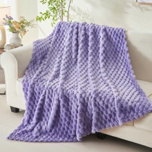 Super Soft Lavender Twin Blanket, 350GSM Silky Flannel Fleece with 3D Clouds Jacquard – All Season Use (60"x80")
