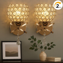 Set van 2 moderne minimalistische kristallen wandlampen - decoratieve binnenverlichting voor gang, hal en slaapkamer, inclusief 2 gratis gekleurde