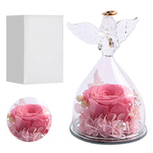 Glaskuppeldekoration „Ewige Rose Engel“