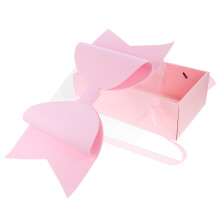 Boîte cadeau rose FRCOLOR avec nœud papillon pour le rangement. Fabriquée en carton et PVC. Élégante et durable. 15 x 10 x 9 cm.