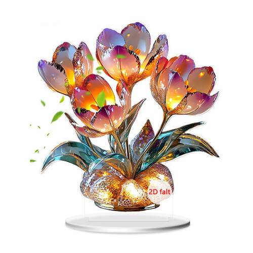 Sculpture de fleur en acrylique moderne, impression 2D,-style D