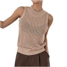Lässige Strickoberteile für Damen im Herbst | Ärmellose Bluse aus weicher Baumwolle mit Rundhalsausschnitt | Schulterfrei | Auch in großen