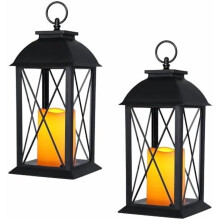db 13"-os fekete LED-es lámpás 6 órás időzítővel, IP65 vízálló, elemes, kültéri teraszra és asztalra – kompatibilis a hagyományos
