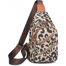 Geantă de piept cu imprimeu leopard pentru femei, rucsac crossbody cu imprimeu de leopard, cu curea lată, rucsac multifuncțional Fanny Daypack