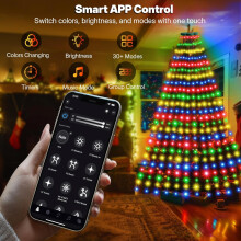Guirlande lumineuse LED pour sapin de Noël, 2 m (6,56 pi), 288 LED, 30 modes d'éclairage