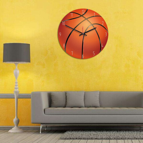 Ceas de perete rotund din acrilic cu design de baschet – 28 cm 2