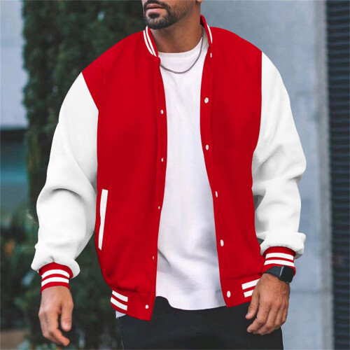 WUWUQF Ανδρικό Μπουφάν Varsity, Ανδρικό Μπουφάν Varsity Baseball Casual για Αγόρια, Ελαφρύ 1