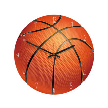 Horloge murale ronde en acrylique avec motif de basket-ball – 28 cm