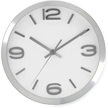 Bernhard Modern 10" Silver Silent Wall Clock – Battery Operated, Elegant Metal, 3D Numbers, Easy Read, Compatible with Home/Office/Kitchen