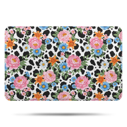 Tapete de banheiro floral em microfibra antiderrapante, 43 x 69 cm (17 x 27 polegadas)