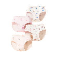 Girl Summer Underwear 4 Pack Cartoon Print Lovely Multipack Briefs Stretch Moisture-Wicking Wear