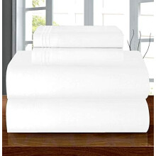 Luxuriöses 5-teiliges Hotelbettwäsche-Set aus Mikrofaser – knitterarm, tiefe Taschen (40 cm), Rundumgummizug, geteiltes Kingsize-Bett, Weiß