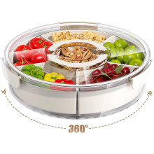 Serviertablett mit 6 Fächern, Deckel und Griff – Tragbare Snackbox für Obst, Gemüse und Wurstwaren – Mehrzweck-Lebensmittelorganizer