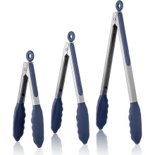 Clește de bucătărie rezistent la căldură U-Taste de 7/9/12", 220C, vârfuri din silicon și mâner acoperit cu oțel inoxidabil 18/8,