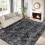 Black Washable Area Rug 6x9 ft Non-Slip Boho Style 1