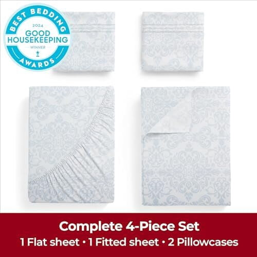 Queen Microfiber Sheet Set 4-Piece Deep Pocket 2