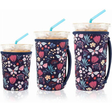 Lot de 3 manchons réutilisables en néoprène pour café glacé, compatibles avec Starbucks, Dunkin et autres – Isolants pour boissons