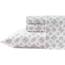 Bettwäsche-Set (Einzelbett XL) – Knackiger Baumwollperkal, tiefe Taschen, leicht, passender Kissenbezug (Leanna Rose Pink)
