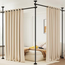 Asta per tenda divisoria a tensione senza foratura, altezza 1,2-3 m  larghezza 71-290 cm, divisorio resistente dal pavimento al soffitto, nero