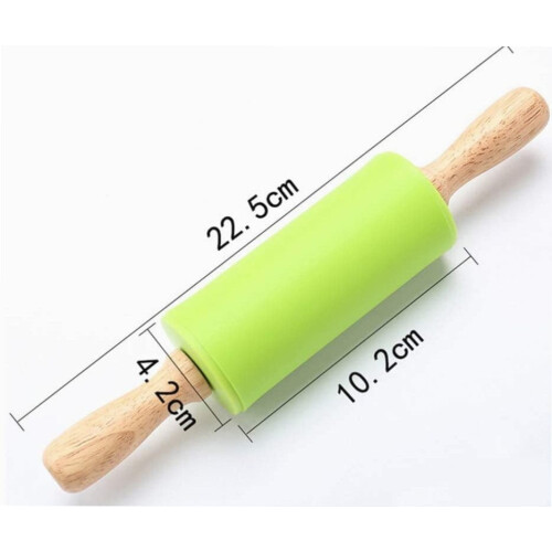 Rolo de silicone giratório com cabo de madeira 1