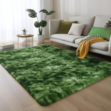 Fluffy dark green area rug 4x6 feet non-slip shaggy